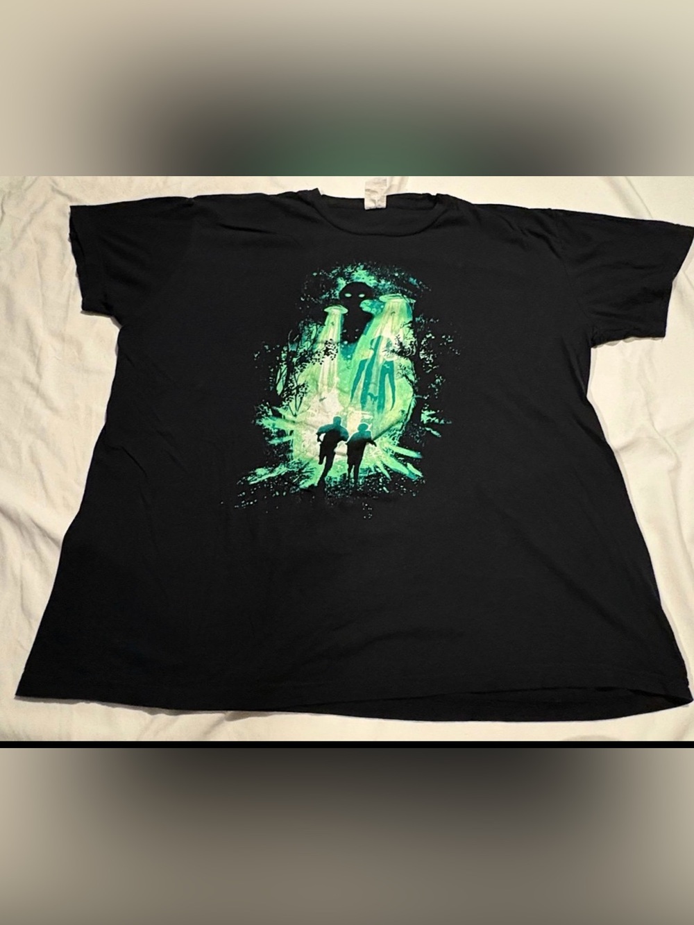 Vintage Mens X-Files Alien  Green/White UFO Size:Large